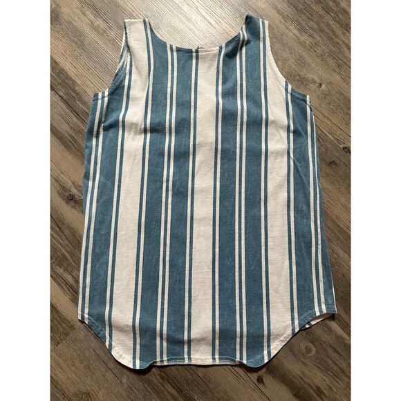 Vtg 90's Henley Tank Top Gimmie Women's Size Large Blue Stripe Beach Surf Cotton - Picture 4 of 6